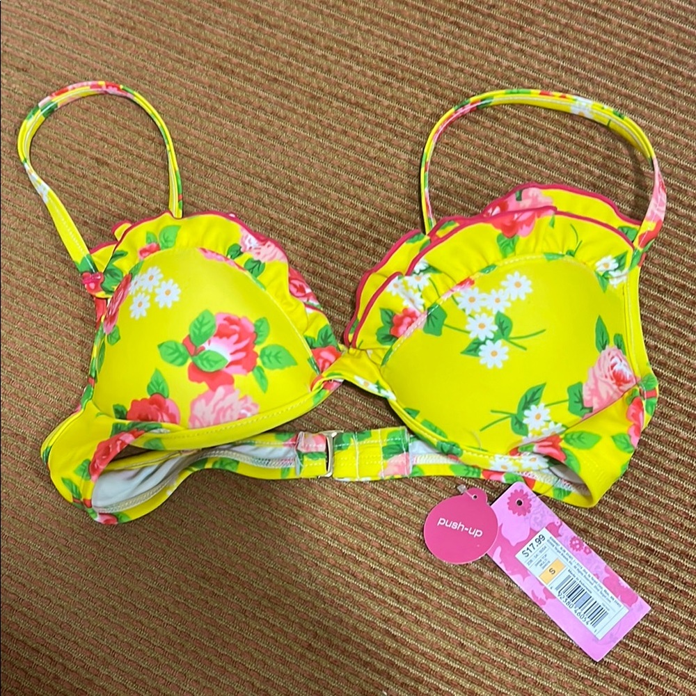 Floral Yellow women Bikini Top